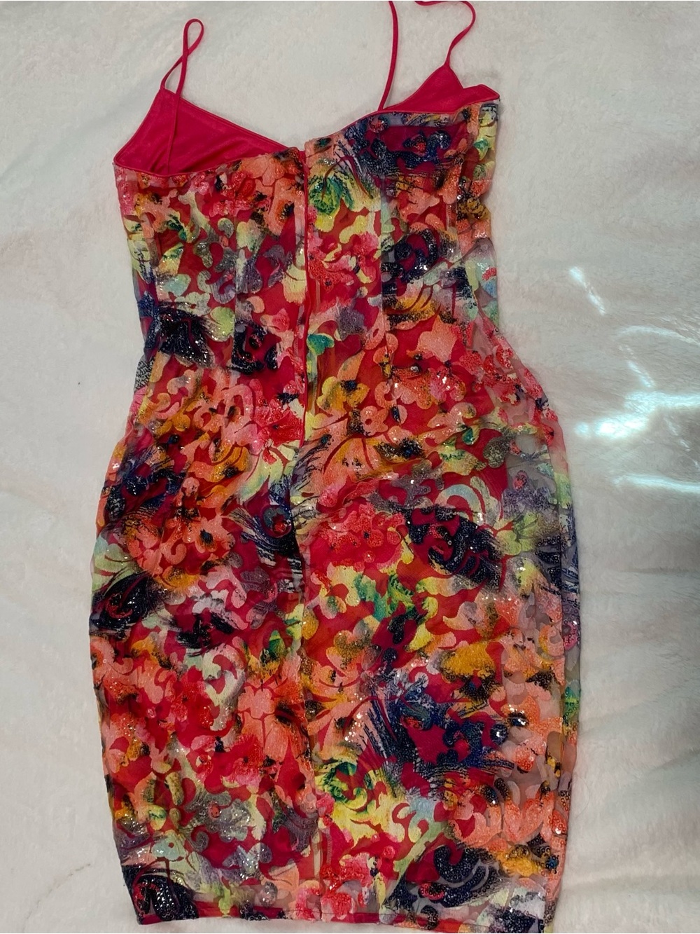 Laundry By Shelli Segal Red Multi-Color Sequin Mini Dress - Picture 4 of 10